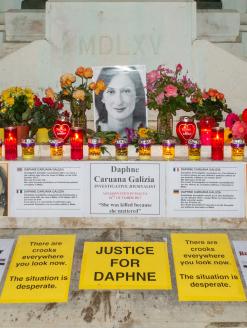 Memorial to murdered journalist Daphne Carunana Galizia. Valletta, Malta. 16 November 2019. Editorial credit: Paul Mendoza / Shutterstock.com